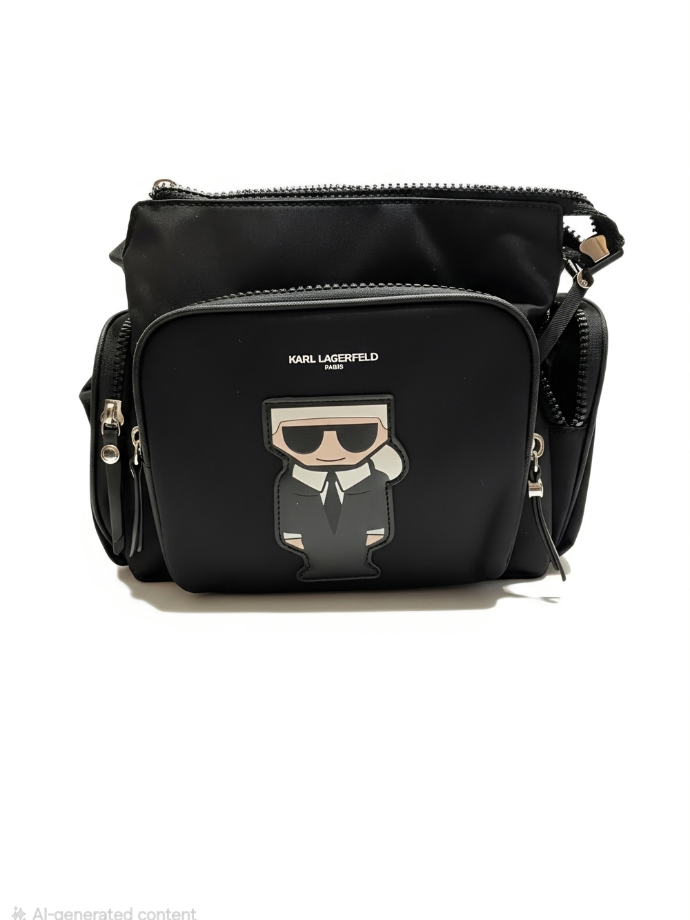 Karl Lagerfeld Black Women's Crossbody Bag with Icon Patch